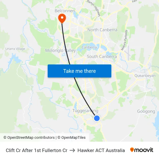 Clift Cr After 1st Fullerton Cr to Hawker ACT Australia map