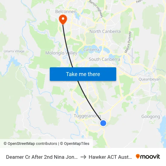 Deamer Cr After 2nd Nina Jones Cr to Hawker ACT Australia map