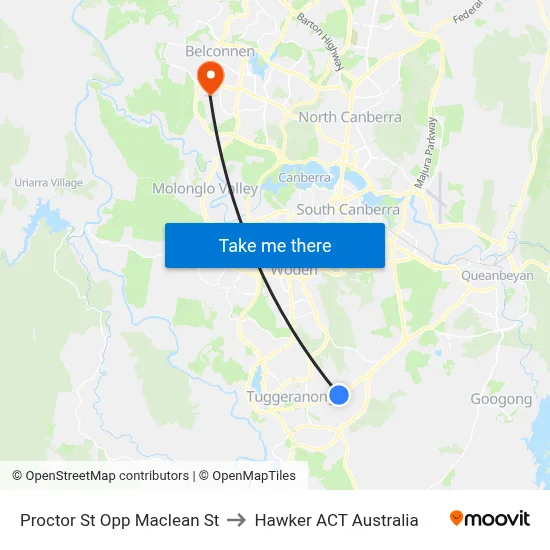 Proctor St Opp Maclean St to Hawker ACT Australia map