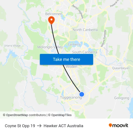 Coyne St Opp 19 to Hawker ACT Australia map