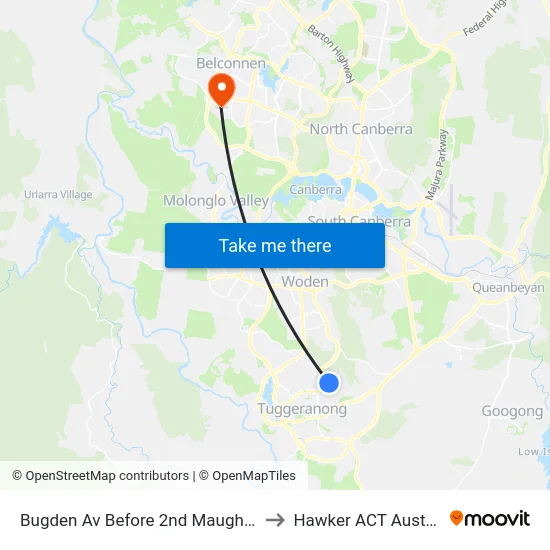 Bugden Av Before 2nd Maughan Cr to Hawker ACT Australia map