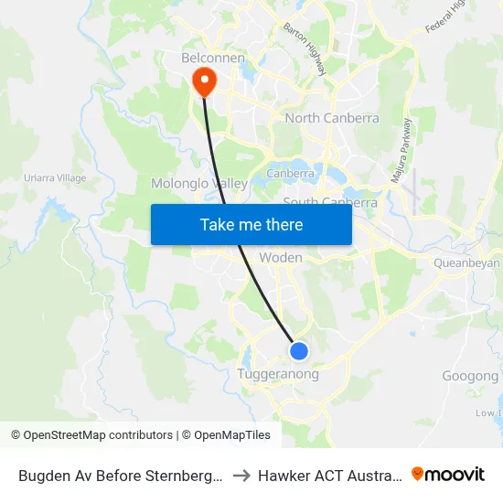 Bugden Av Before Sternberg Cr to Hawker ACT Australia map