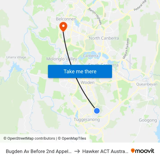 Bugden Av Before 2nd Appel Cr to Hawker ACT Australia map