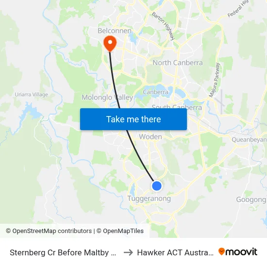Sternberg Cr Before Maltby Cct to Hawker ACT Australia map