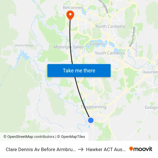 Clare Dennis Av Before Armbruster St to Hawker ACT Australia map