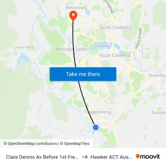 Clare Dennis Av Before 1st Fred Ln Cr to Hawker ACT Australia map