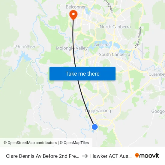Clare Dennis Av Before 2nd Fred Ln Cr to Hawker ACT Australia map