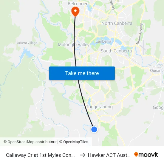 Callaway Cr at 1st Myles Connell Cr to Hawker ACT Australia map