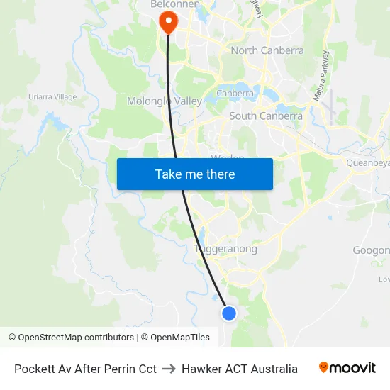 Pockett Av After Perrin Cct to Hawker ACT Australia map