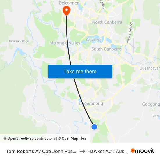 Tom Roberts Av Opp John Russell Cct to Hawker ACT Australia map