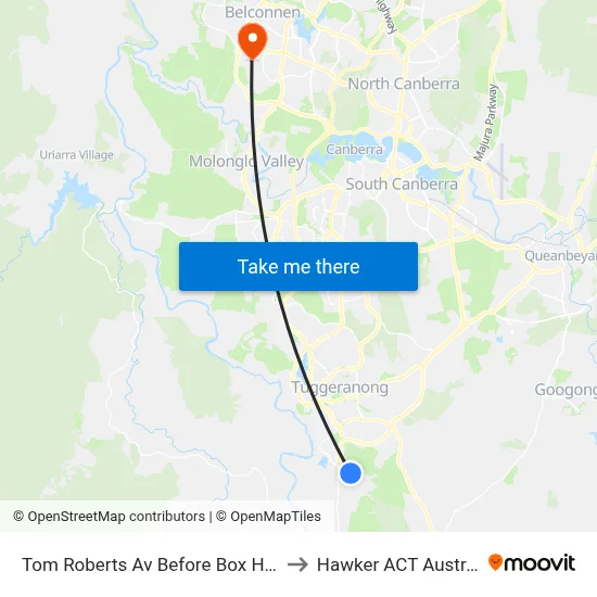 Tom Roberts Av Before Box Hill Av to Hawker ACT Australia map