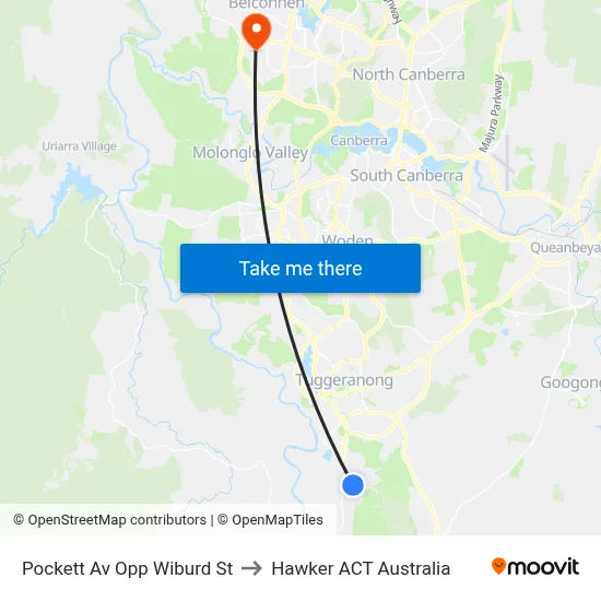 Pockett Av Opp Wiburd St to Hawker ACT Australia map