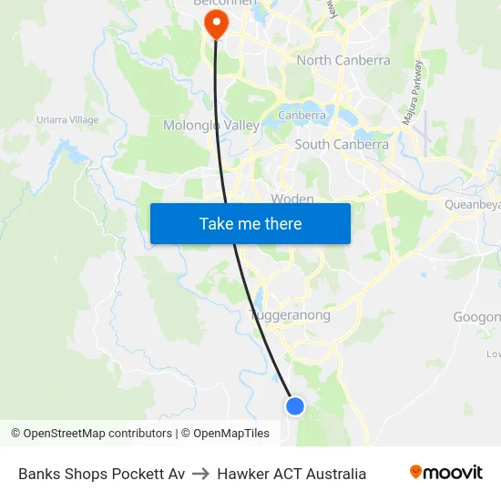 Banks Shops Pockett Av to Hawker ACT Australia map