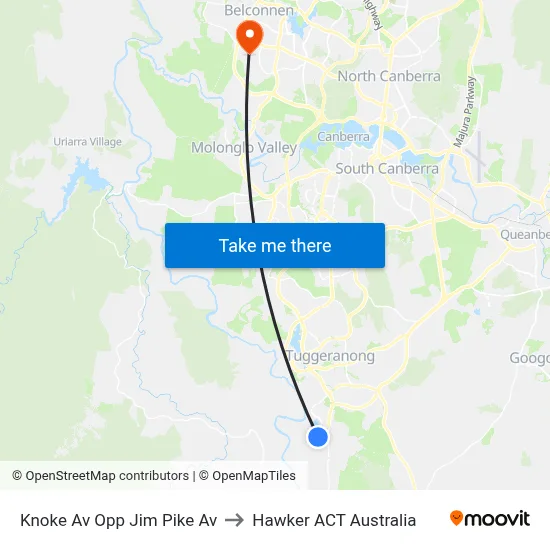 Knoke Av Opp Jim Pike Av to Hawker ACT Australia map