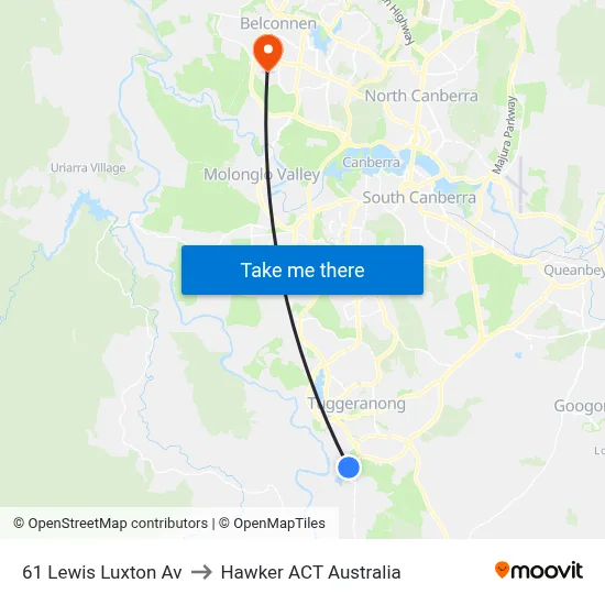 61 Lewis Luxton Av to Hawker ACT Australia map