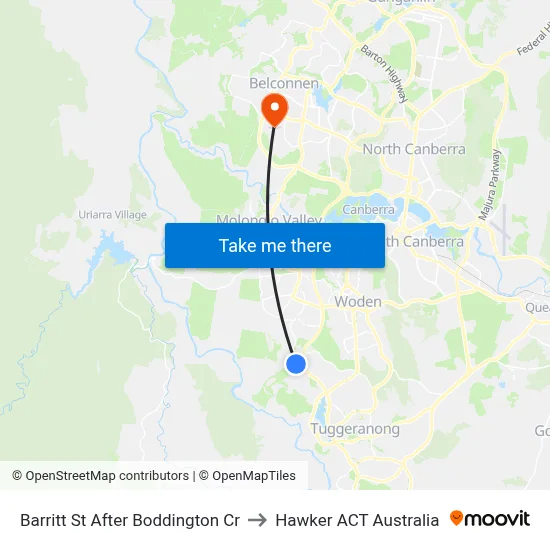 Barritt St After Boddington Cr to Hawker ACT Australia map