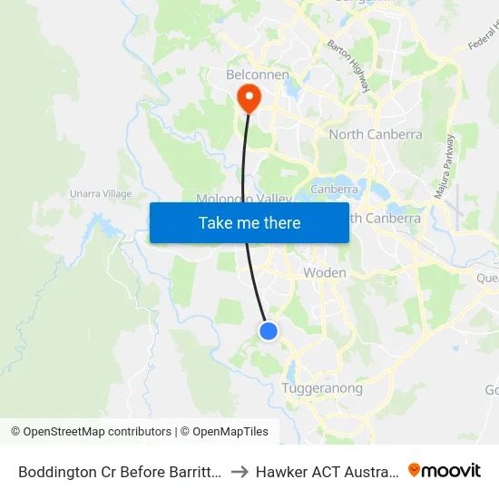 Boddington Cr Before Barritt St to Hawker ACT Australia map