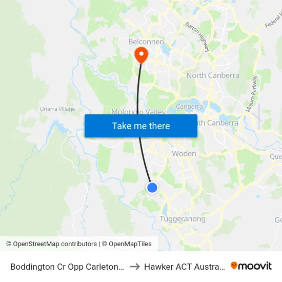 Boddington Cr Opp Carleton St to Hawker ACT Australia map