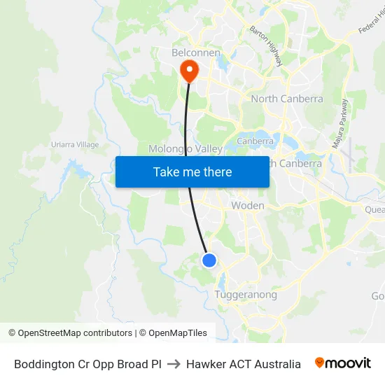 Boddington Cr Opp Broad Pl to Hawker ACT Australia map