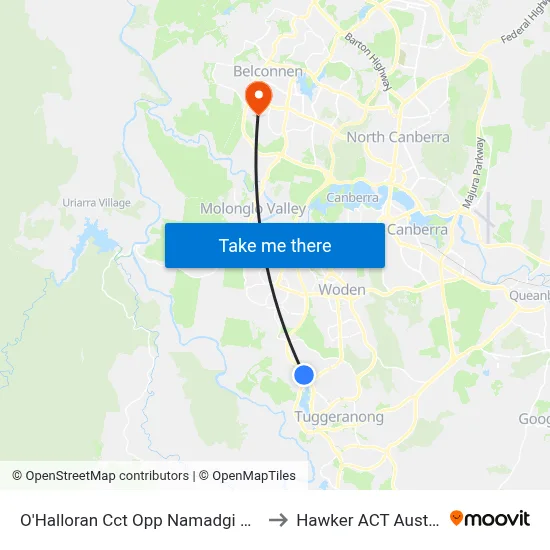 O'Halloran Cct Opp Namadgi School to Hawker ACT Australia map