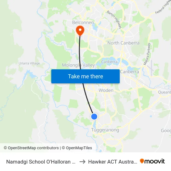 Namadgi School O'Halloran Cct to Hawker ACT Australia map