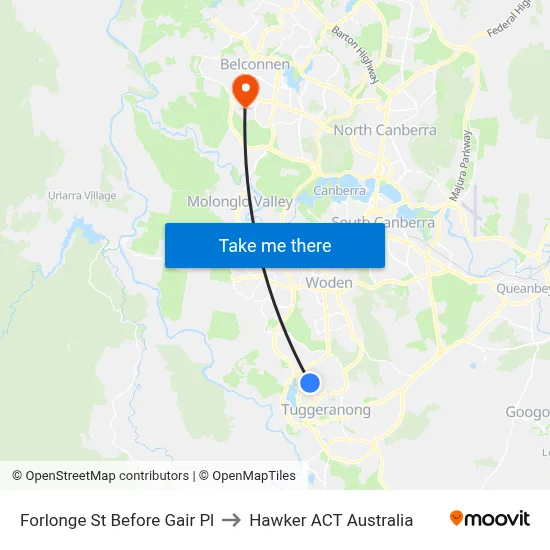 Forlonge St Before Gair Pl to Hawker ACT Australia map