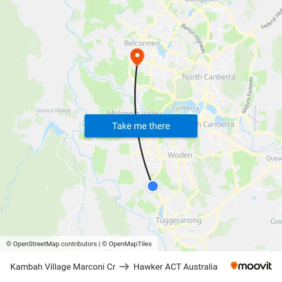Kambah Village Marconi Cr to Hawker ACT Australia map