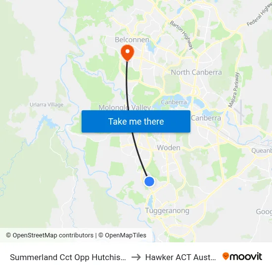 Summerland Cct Opp Hutchison Cr to Hawker ACT Australia map