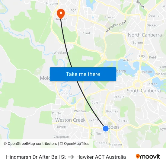 Hindmarsh Dr After Ball St to Hawker ACT Australia map