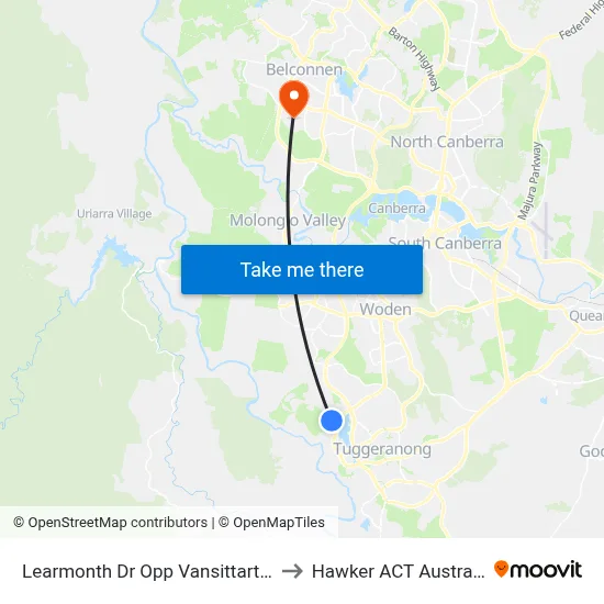 Learmonth Dr Opp Vansittart Cr to Hawker ACT Australia map