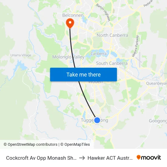 Cockcroft Av Opp Monash Shops to Hawker ACT Australia map