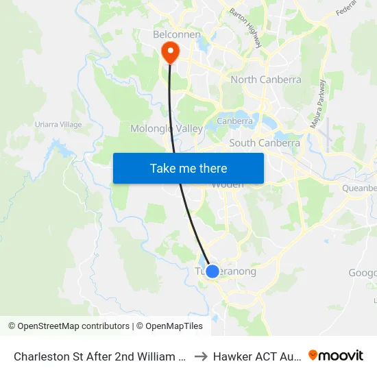 Charleston St After 2nd William Hudson Cr to Hawker ACT Australia map
