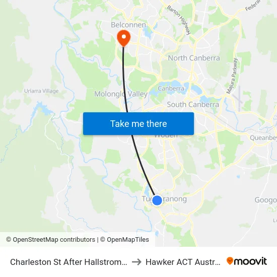 Charleston St After Hallstrom Cct to Hawker ACT Australia map