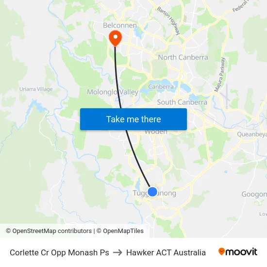 Corlette Cr Opp Monash Ps to Hawker ACT Australia map