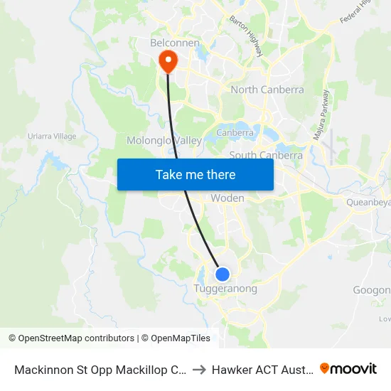 Mackinnon St Opp Mackillop College to Hawker ACT Australia map