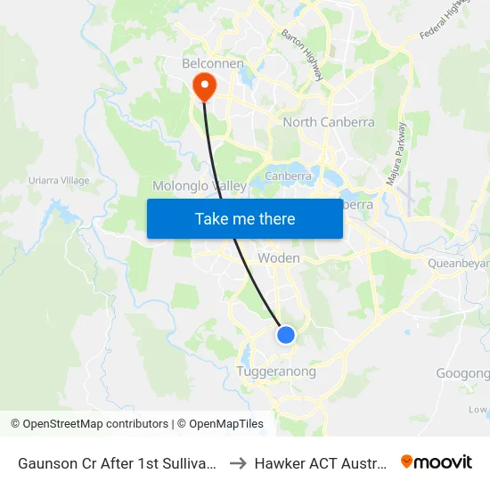 Gaunson Cr After 1st Sullivan Cr to Hawker ACT Australia map