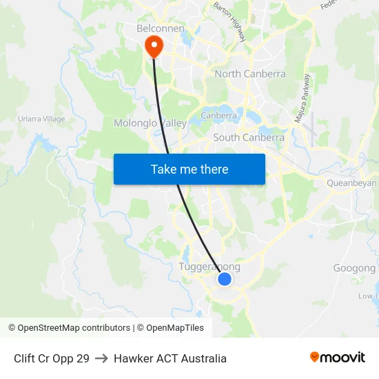 Clift Cr Opp 29 to Hawker ACT Australia map