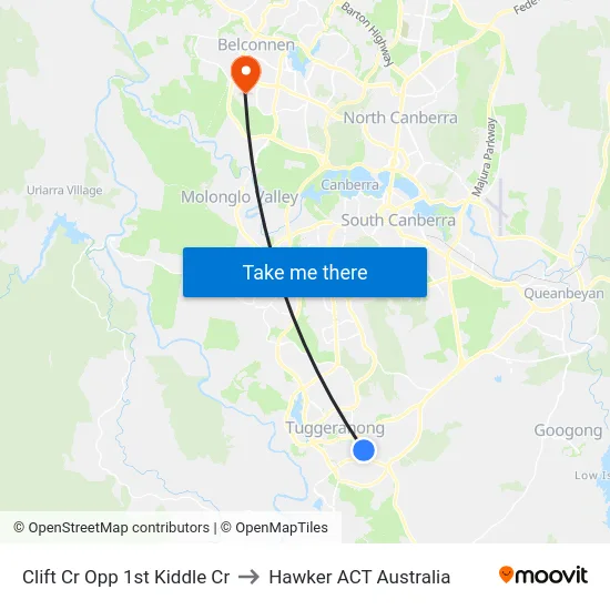 Clift Cr Opp 1st Kiddle Cr to Hawker ACT Australia map