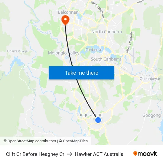 Clift Cr Before Heagney Cr to Hawker ACT Australia map