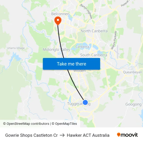 Gowrie Shops Castleton Cr to Hawker ACT Australia map