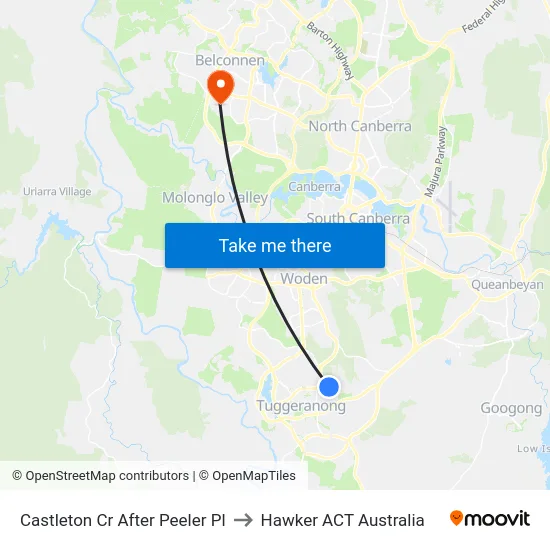 Castleton Cr After Peeler Pl to Hawker ACT Australia map