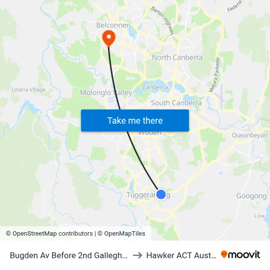 Bugden Av Before 2nd Galleghan Cct to Hawker ACT Australia map