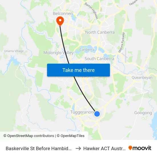 Baskerville St Before Hambidge Cr to Hawker ACT Australia map
