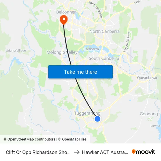 Clift Cr Opp Richardson Shops to Hawker ACT Australia map