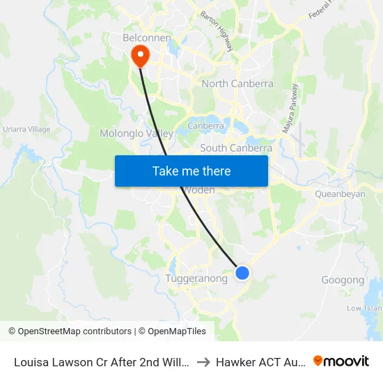 Louisa Lawson Cr After 2nd Willoughby Cr to Hawker ACT Australia map