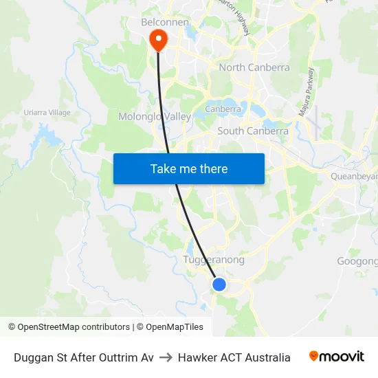 Duggan St After Outtrim Av to Hawker ACT Australia map
