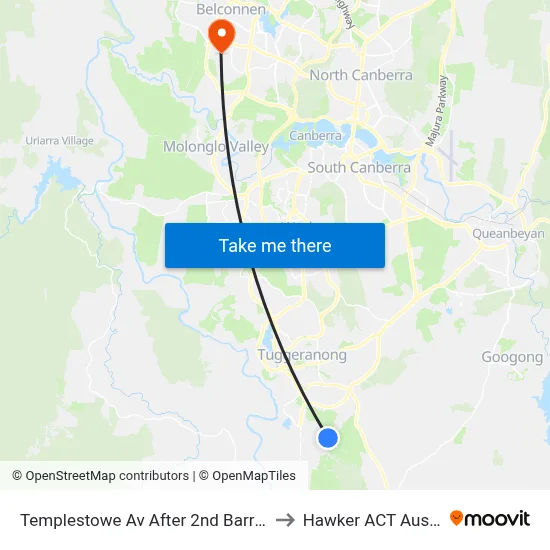 Templestowe Av After 2nd Barringer St to Hawker ACT Australia map