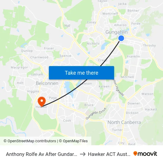 Anthony Rolfe Av After Gundaroo Rd to Hawker ACT Australia map