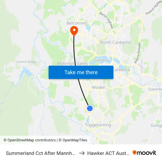 Summerland Cct After Mannheim St to Hawker ACT Australia map