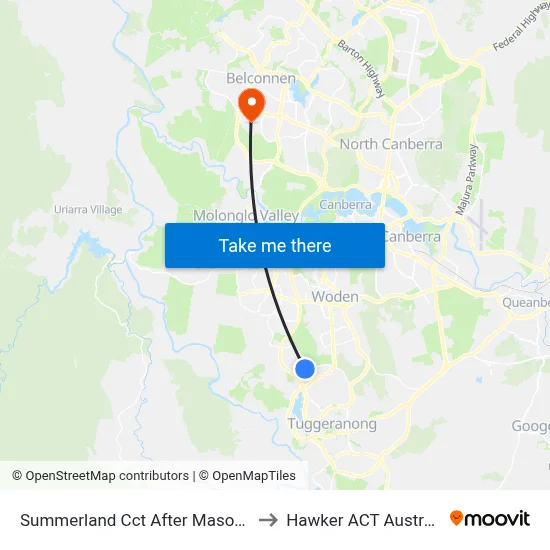 Summerland Cct After Mason St to Hawker ACT Australia map